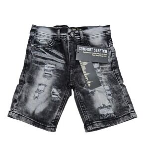 Road Narrows Denim Shorts Kids 3T Black Blast Distressed Ripped Comfort Stretch
